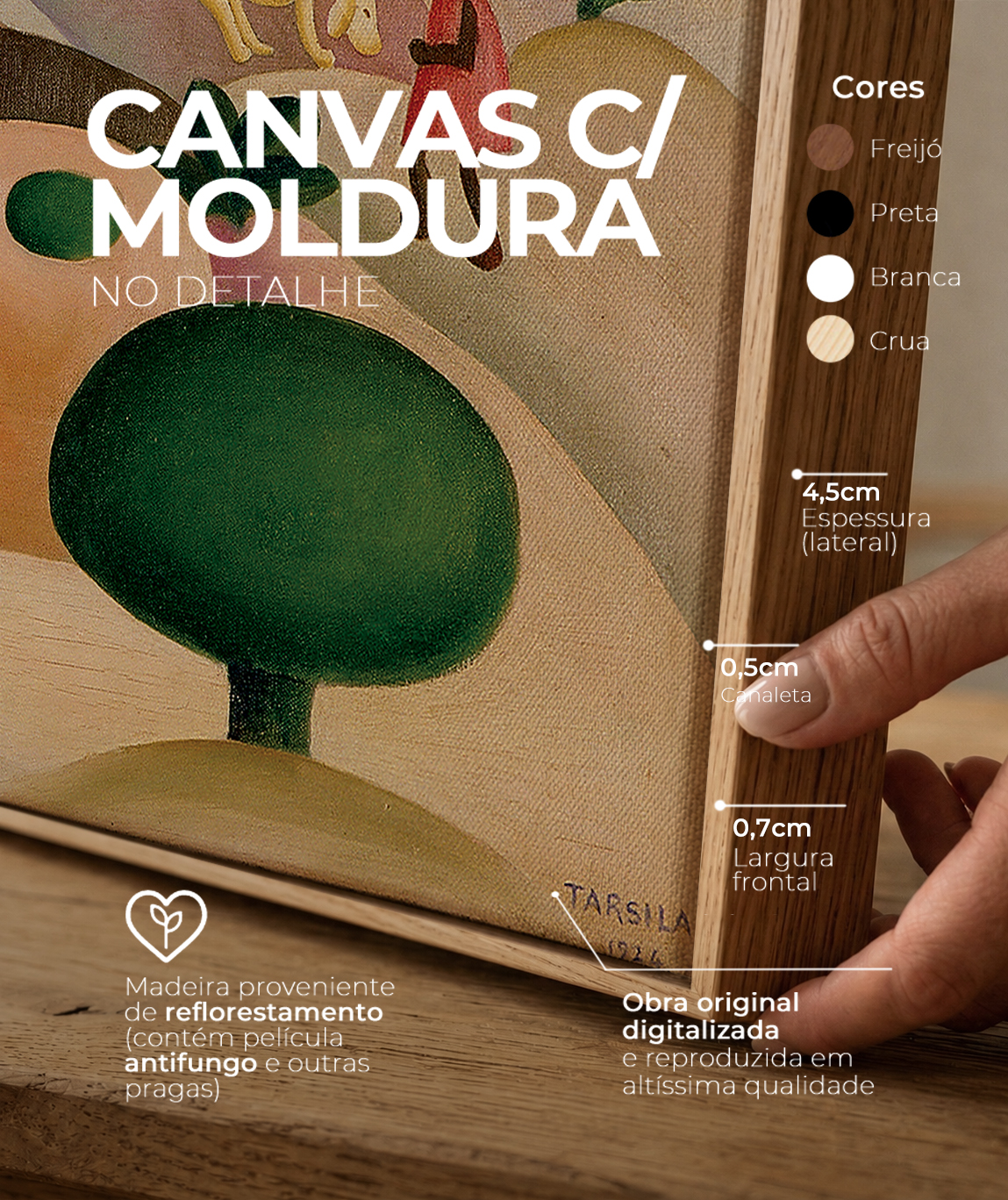 Detalhes do canvas e do chassi da reprodu&ccedil;&atilde;o